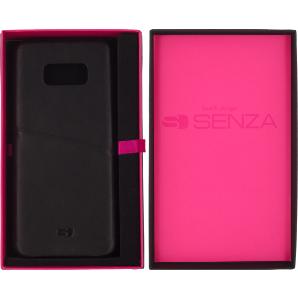 Senza Pure Leather Cover With Card Slot Samsung Galaxy S8+ Deep Black - Afbeelding 4