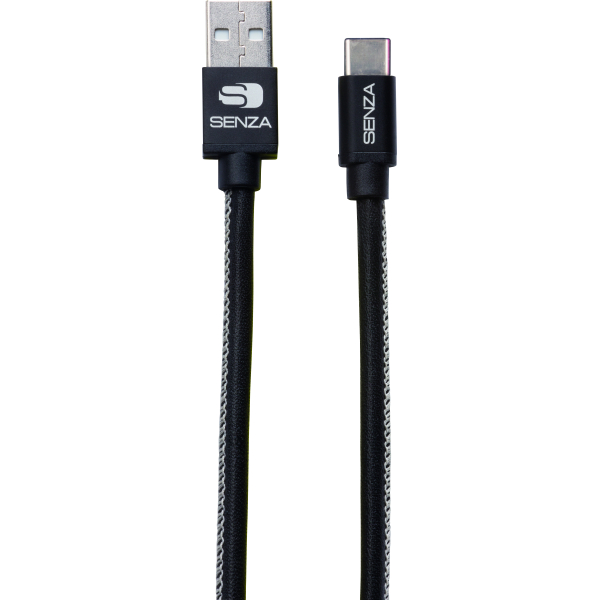 Senza Premium Leather Charge/Sync Cable Usb-C 1.5M. 15W Black - Afbeelding 2