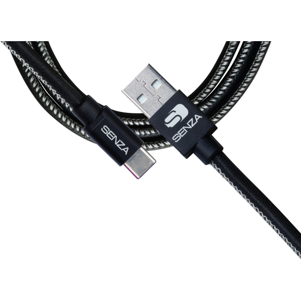 Senza Premium Leather Charge/Sync Cable Usb-C 1.5M. 15W Black - Afbeelding 3