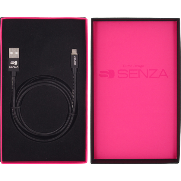 Senza Premium Leather Charge/Sync Cable Usb-C 1.5M. 15W Black - Afbeelding 5