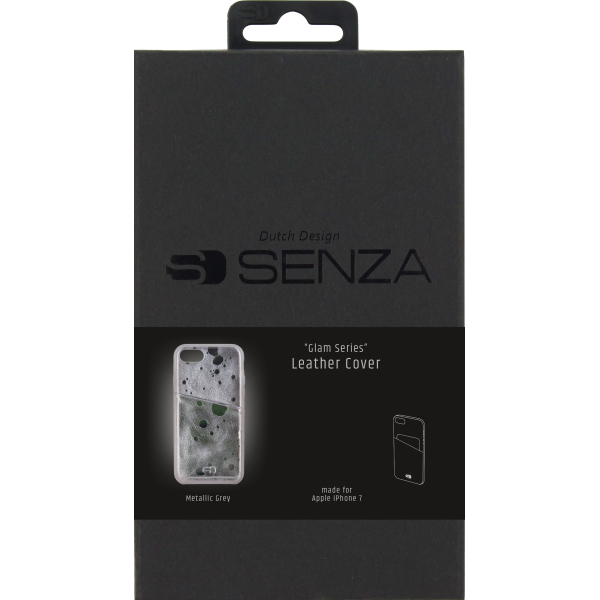 Senza Glam Leather Cover With Card Slot Apple Iphone 7/8/Se (2020/2022) Metallic Grey - Afbeelding 3