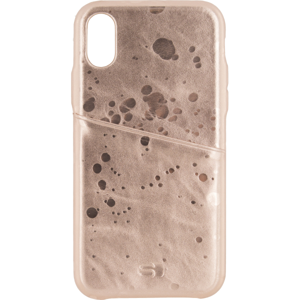 Senza Glam Leather Cover With Card Slot Apple Iphone X/Xs Metallic Rosé