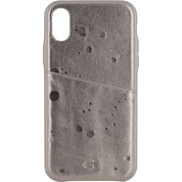 Senza Glam Leather Cover With Card Slot Apple Iphone X/Xs Metallic Grey
