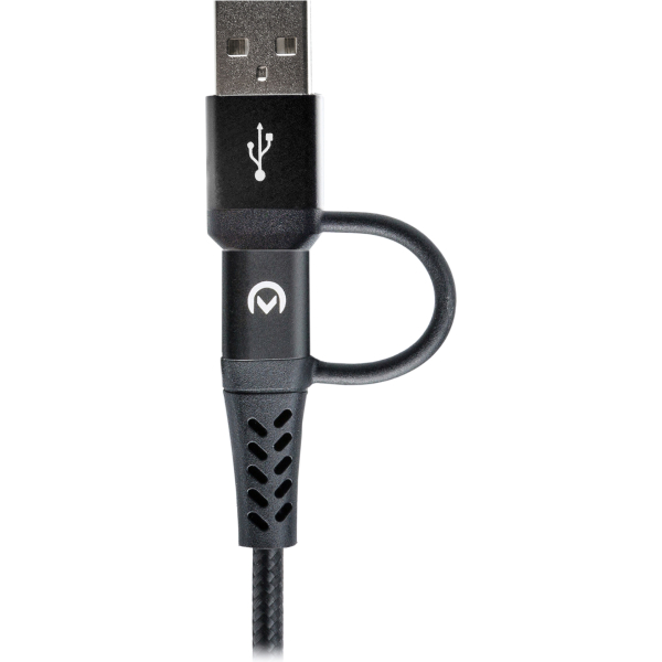 Mobilize Strong Nylon Cable 4In1 Usb, Usb-C To Micro Usb, Usb-C 1.5M Black - Afbeelding 3