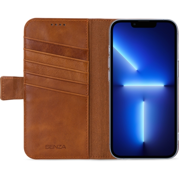 Senza Desire Leather Wallet Apple Iphone 13 Pro Burned Cognac - Afbeelding 2
