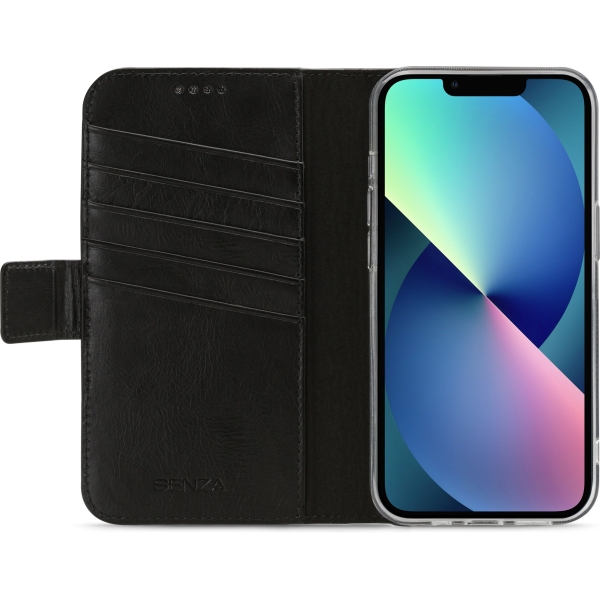 Senza Pure Leather Wallet Apple Iphone 13 Deep Black - Afbeelding 2