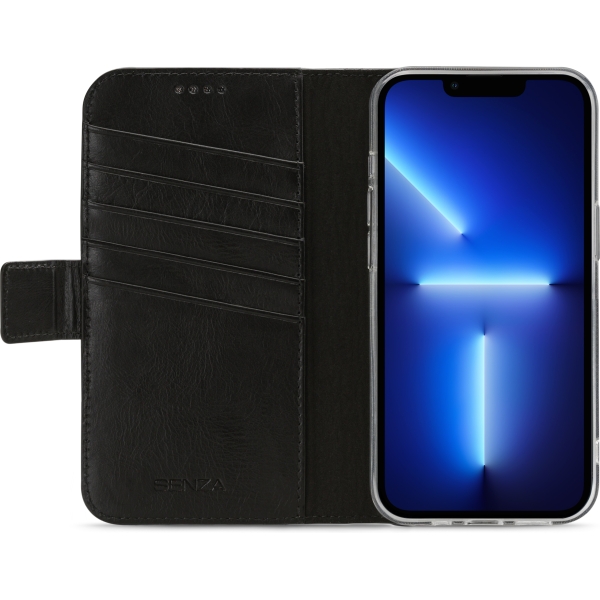 Senza Pure Leather Wallet Apple Iphone 13 Pro Deep Black - Afbeelding 2