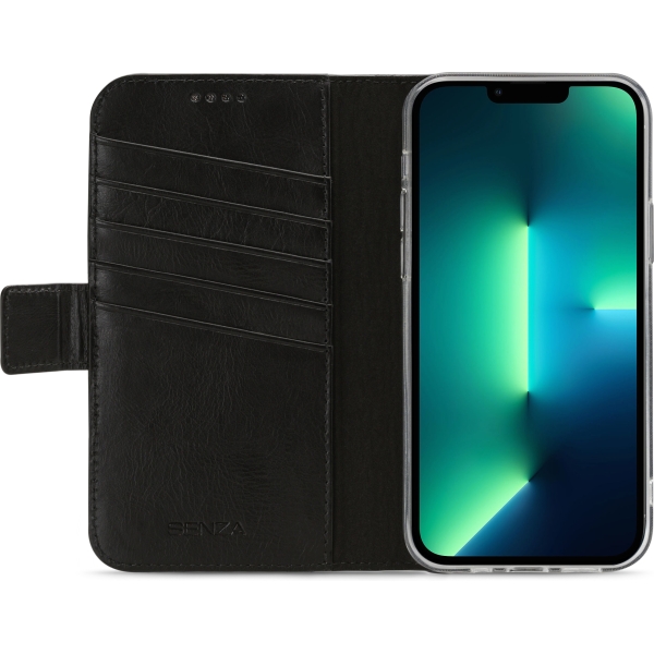 Senza Pure Leather Wallet Apple Iphone 13 Pro Max Deep Black - Afbeelding 2