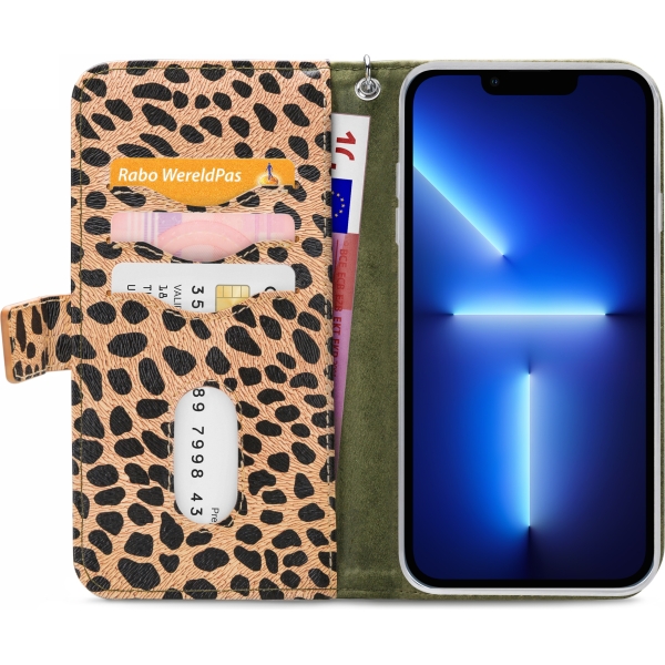Mobilize 2In1 Magnet Zipper Case Apple Iphone 13 Pro Olive/Leopard - Afbeelding 3