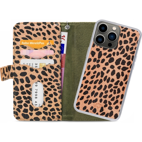Mobilize 2In1 Magnet Zipper Case Apple Iphone 13 Pro Olive/Leopard - Afbeelding 4