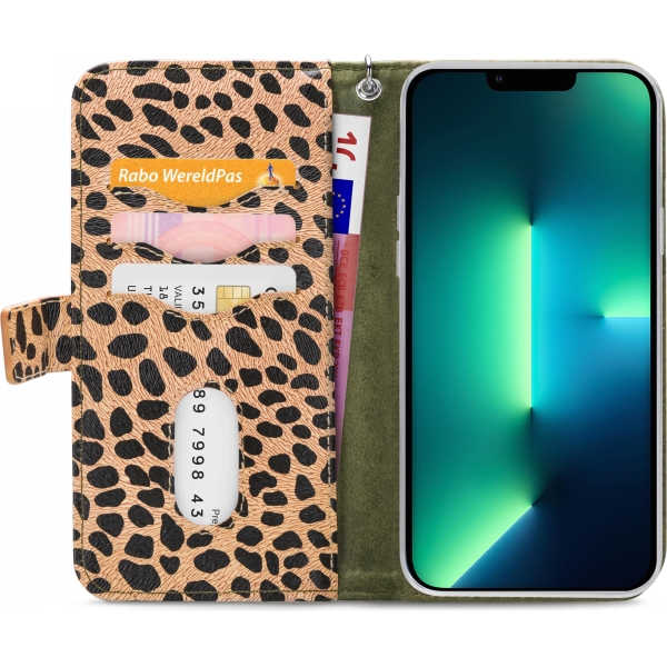 Mobilize 2In1 Magnet Zipper Case Apple Iphone 13 Pro Max Olive/Leopard - Afbeelding 3
