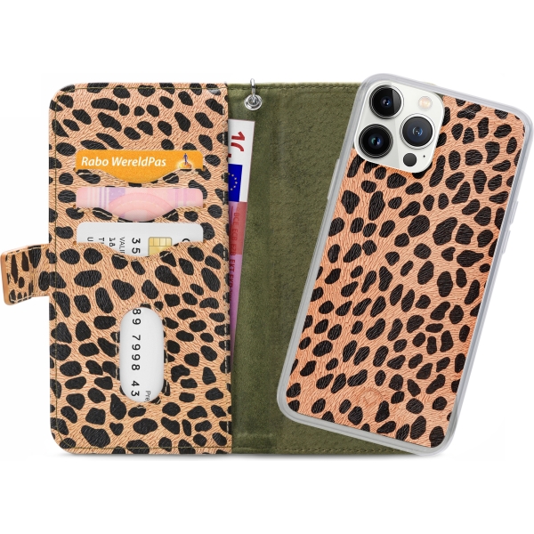 Mobilize 2In1 Magnet Zipper Case Apple Iphone 13 Pro Max Olive/Leopard - Afbeelding 4