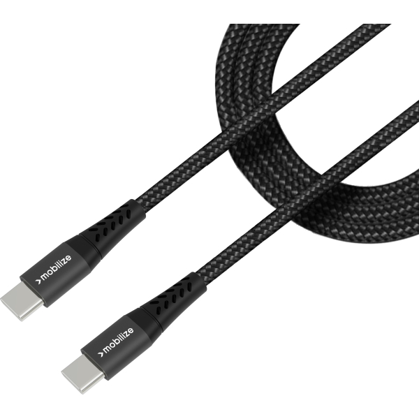 Mobilize Strong Nylon Cable Usb-C To Usb-C 2M. 100W Black - Afbeelding 2