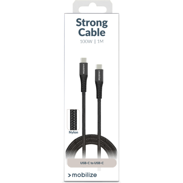 Mobilize Strong Nylon Cable Usb-C To Usb-C 1M. 100W Black - Afbeelding 9