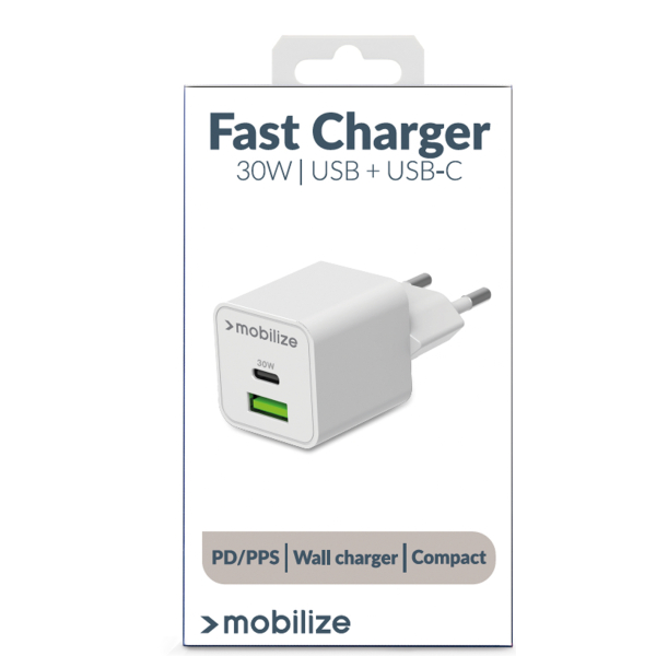 Mobilize Wall Charger Usb-C + Usb Gan 30W With Pd/Pps White - Afbeelding 11