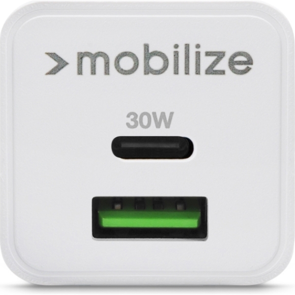 Mobilize Wall Charger Usb-C + Usb Gan 30W With Pd/Pps White - Afbeelding 4
