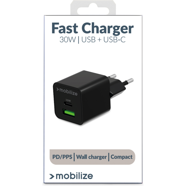 Mobilize Wall Charger Usb-C + Usb Gan 30W With Pd/Pps Black - Afbeelding 11