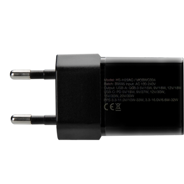 Mobilize Wall Charger Usb-C + Usb Gan 30W With Pd/Pps Black - Afbeelding 5