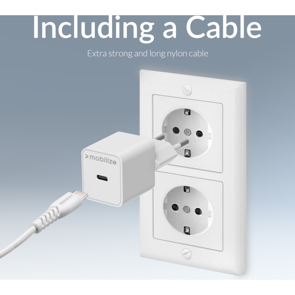 Mobilize Wall Charger Usb-C 20W With Pd + Mfi Lightning Nylon Cable 1.2M White - Afbeelding 12