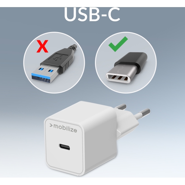 Mobilize Wall Charger Usb-C 20W With Pd + Mfi Lightning Nylon Cable 1.2M White - Afbeelding 7
