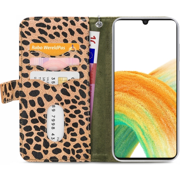 Mobilize 2In1 Magnet Zipper Case Samsung Galaxy A33 5G Olive/Leopard - Afbeelding 3
