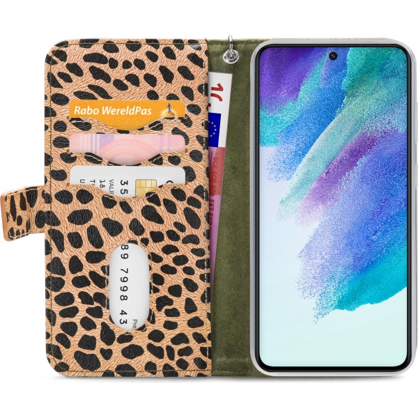 Mobilize 2In1 Magnet Zipper Case Samsung Galaxy S21 Fe 5G Olive/Leopard - Afbeelding 3