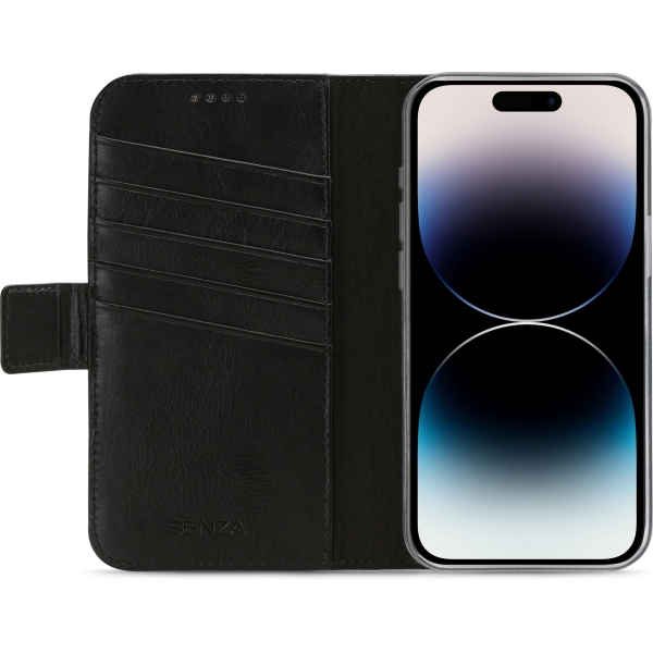 Senza Pure Leather Wallet Apple Iphone 14 Pro Deep Black - Afbeelding 2