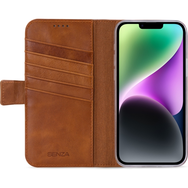 Senza Desire Leather Wallet Apple Iphone 14 Plus Burned Cognac - Afbeelding 2