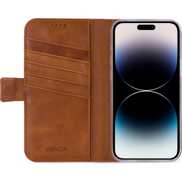 Senza Desire Leather Wallet Apple Iphone 14 Pro Max Burned Cognac - Afbeelding 2