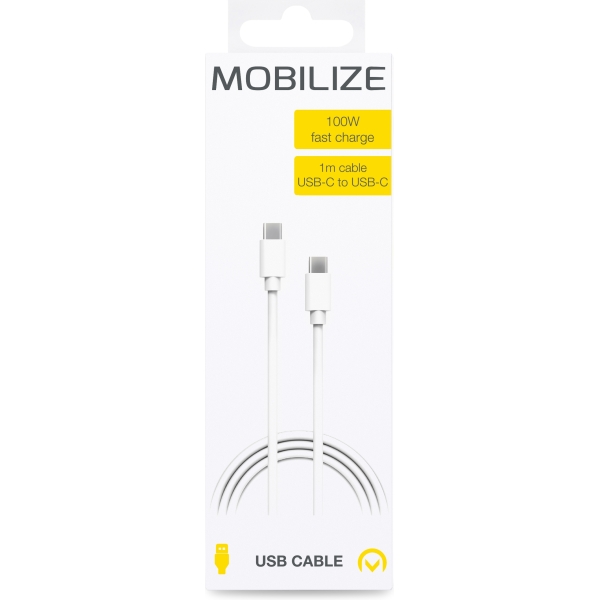 Mobilize Cable Usb-C To Usb-C 1M. 100W White - Afbeelding 4