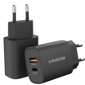 Mobilize Wall Charger Usb-C + Usb 25W With Pd/Pps Black