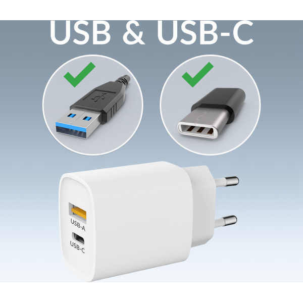 Mobilize Wall Charger Usb-C + Usb 25W With Pd/Pps White - Afbeelding 4