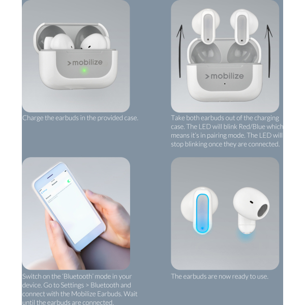 Mobilize Bluetooth Tws Earbuds Mini White - Afbeelding 6