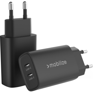 Mobilize Wall Charger 2X Usb-C Gan 45W With Pd/Pps Black