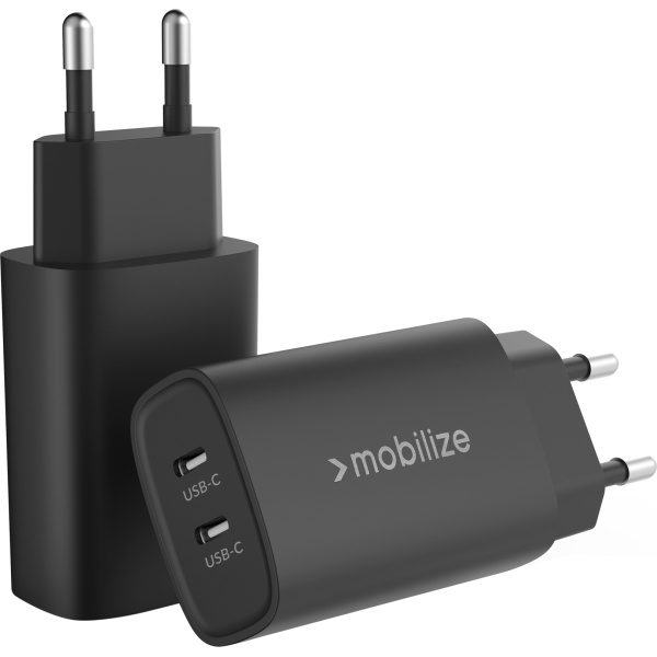 Mobilize Wall Charger 2X Usb-C Gan 45W With Pd/Pps Black