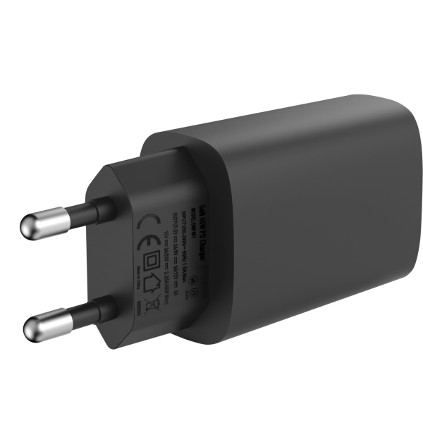 Mobilize Wall Charger 2X Usb-C Gan 45W With Pd/Pps Black - Afbeelding 3