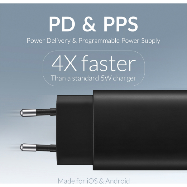 Mobilize Wall Charger 2X Usb-C Gan 45W With Pd/Pps Black - Afbeelding 5