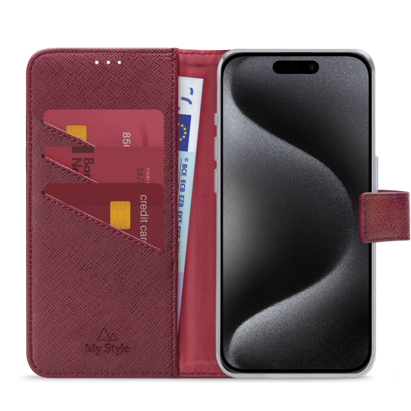 My Style Flex Wallet For Apple Iphone 15 Pro Bordeaux - Afbeelding 3