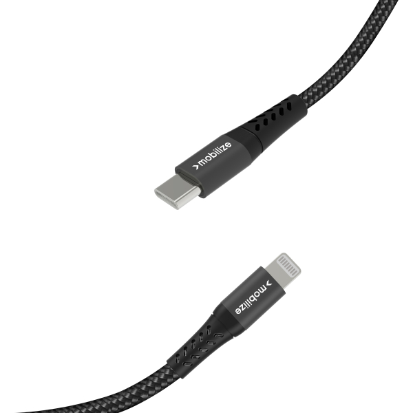 Mobilize Strong Nylon Cable Usb-C To Mfi Lighting 20Cm. 60W Black - Afbeelding 3