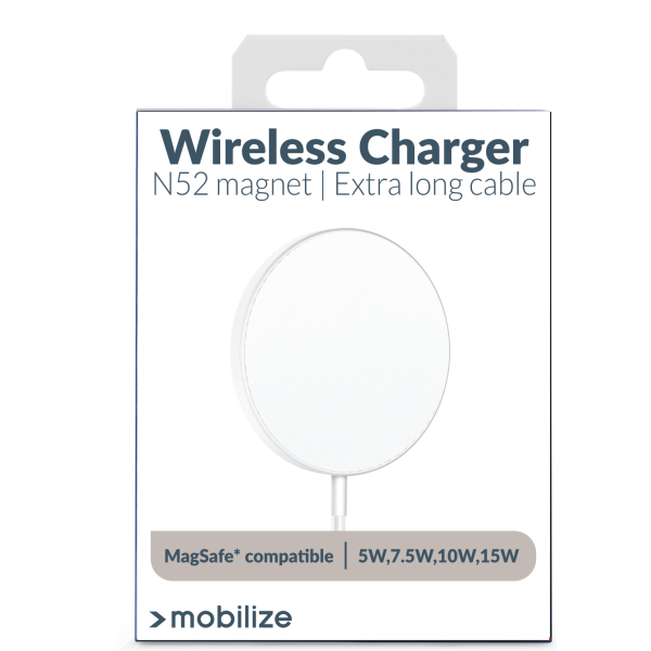 Mobilize Strong Magnetic Wireless Charger Magsafe Compatible 15W White - Acrylic - Afbeelding 6