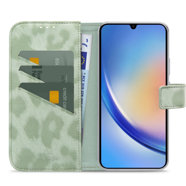 My Style Flex Wallet For Samsung Galaxy A34 5G Green Leopard - Afbeelding 3