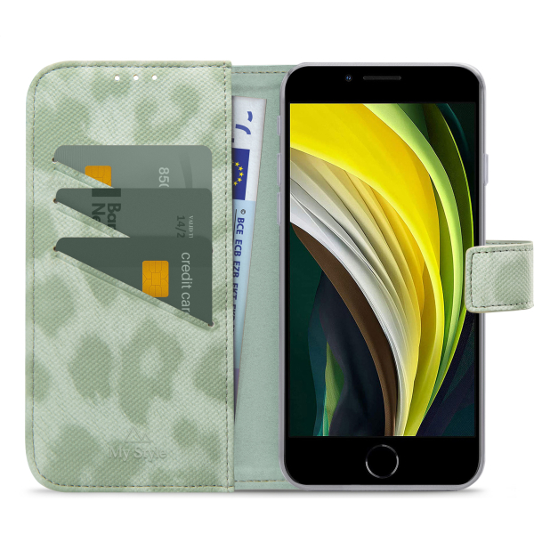 My Style Flex Wallet For Apple Iphone 6/6S/7/8/Se (2020/2022) Green Leopard - Afbeelding 3