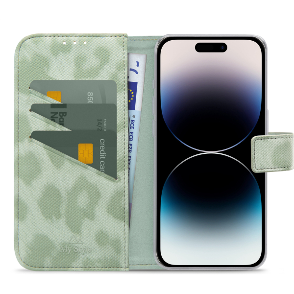 My Style Flex Wallet For Apple Iphone 14 Pro Green Leopard - Afbeelding 3