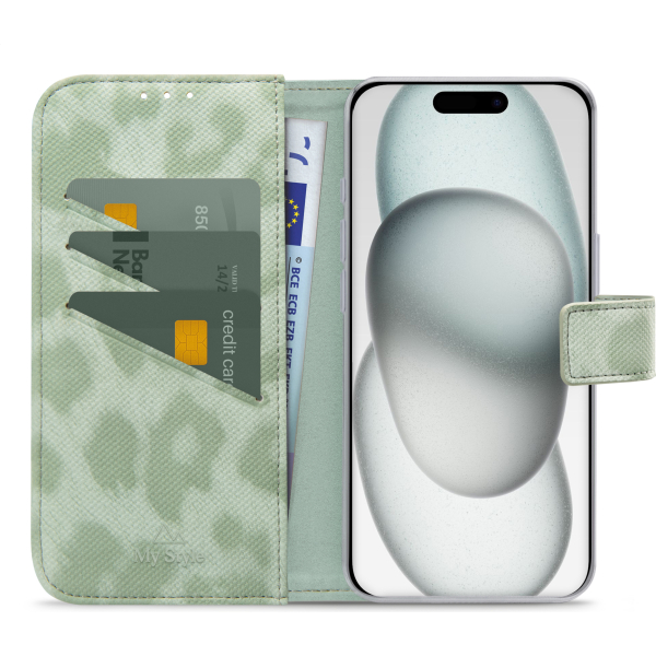 My Style Flex Wallet For Apple Iphone 13/14/15 Green Leopard - Afbeelding 3