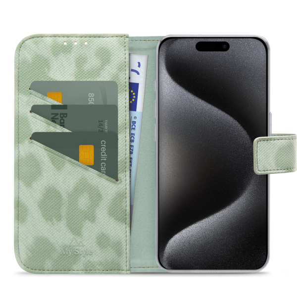 My Style Flex Wallet For Apple Iphone 15 Pro Green Leopard - Afbeelding 3