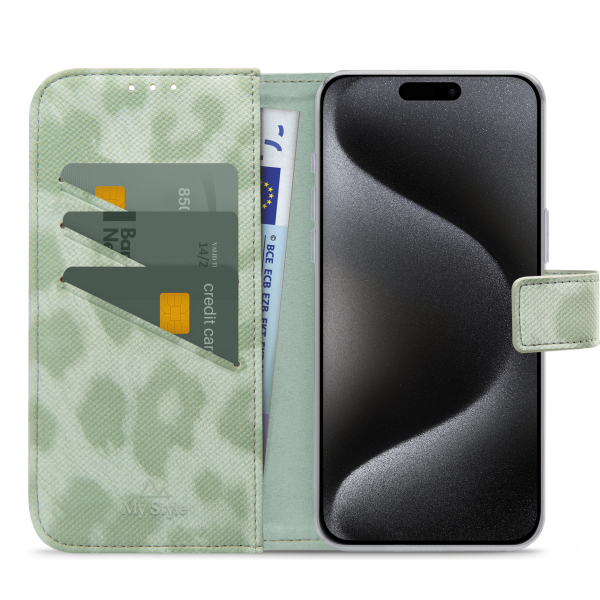 My Style Flex Wallet For Apple Iphone 15 Pro Max Green Leopard - Afbeelding 3