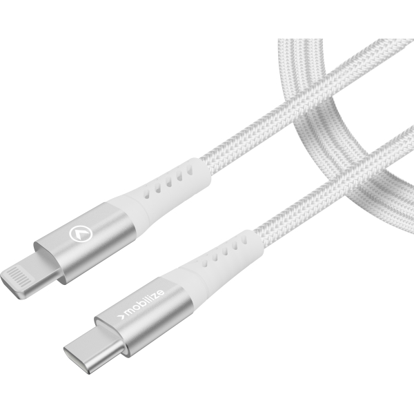 Mobilize Strong Nylon Cable Usb-C To Usb-C 2M. 100W White - Afbeelding 3