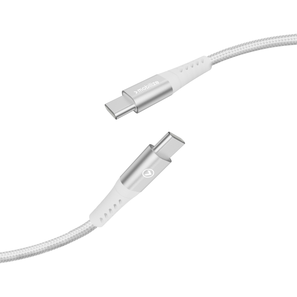 Mobilize Strong Nylon Cable Usb-C To Usb-C 2M. 100W White - Afbeelding 4