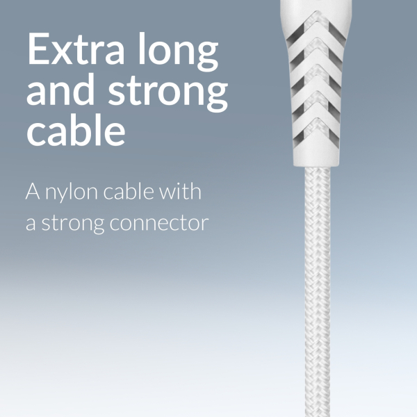 Mobilize Strong Nylon Cable Usb-C To Usb-C 2M. 100W White - Afbeelding 5