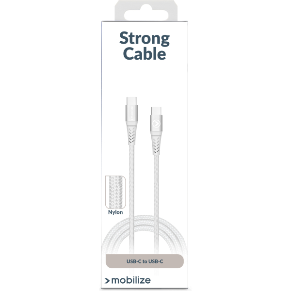 Mobilize Strong Nylon Cable Usb-C To Usb-C 2M. 100W White - Afbeelding 6